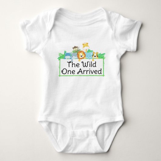 Schattige Baby Oerwoud Animals Wild One aangekomen Romper (Voorkant)
