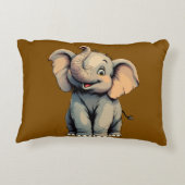 Schattige Baby Olifant Accent Kussen (Achterkant)