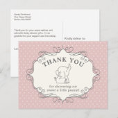 Schattige Baby Olifant | Baby Shower Bedankt Briefkaart (Voorkant / Achterkant)