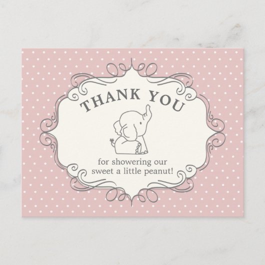 Schattige Baby Olifant | Baby Shower Bedankt Briefkaart (Voorkant)
