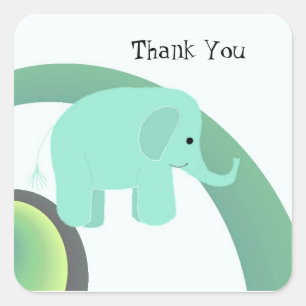 Schattige Baby Olifant Bedankt Vierkante Sticker
