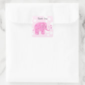 Schattige Baby Olifant Bedankt Vierkante Sticker (Tas)