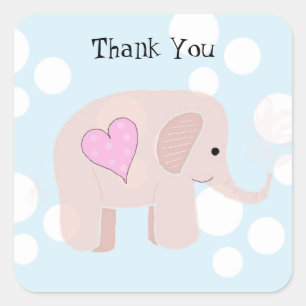 Schattige Baby Olifant Bedankt Vierkante Sticker