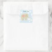 Schattige Baby Olifant Bedankt Vierkante Sticker (Tas)