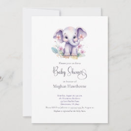 Schattige Baby Olifant Bloemen Baby shower Kaart
