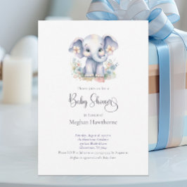 Schattige Baby Olifant Bloemen Baby shower Kaart