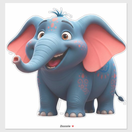 Schattige baby olifant cartoon sticker (Vel)