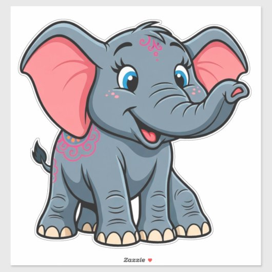 Schattige baby olifant cartoon sticker (Vel)