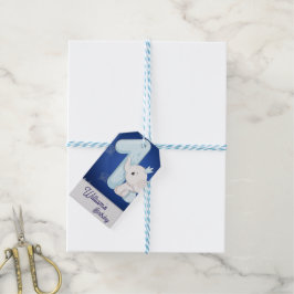 Schattige Baby Olifant Eerste Verjaardag Cadeaulabel