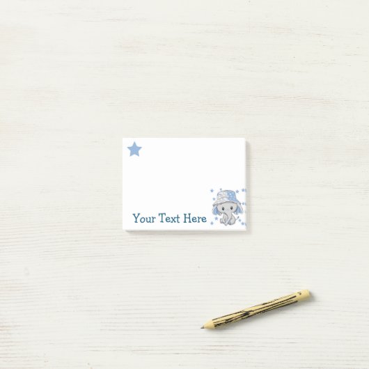 Schattige baby olifant jongen post-it® notes (Op bureau)