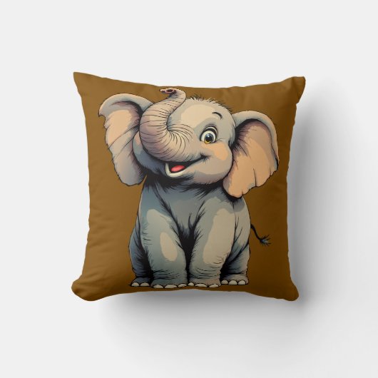 Schattige Baby Olifant Kussen (Voorkant)