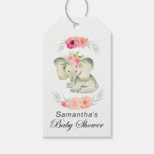Schattige Baby Olifant Meisje Baby shower Cadeaulabel