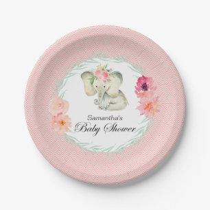 Schattige Baby olifant meisje Baby shower Papieren Bordje