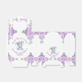 Schattige Baby Olifant Meisje Paarse Bloemen Papie Bedankdoosjes (Uitgevouwen)