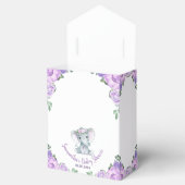 Schattige Baby Olifant Meisje Paarse Bloemen Papie Bedankdoosjes (Geopend)