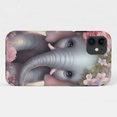 Schattige Baby Olifant met Bloemen Case-Mate iPhone Case (Achterkant (horizontaal))