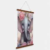 Schattige Baby Olifant met Bloemen Hangend Wandkleed (Gebogen)