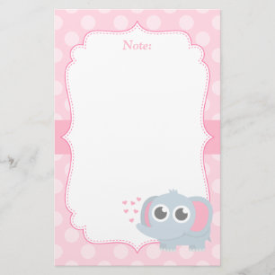 Schattige Baby Olifant Met Liefde Voor Meisjes Briefpapier