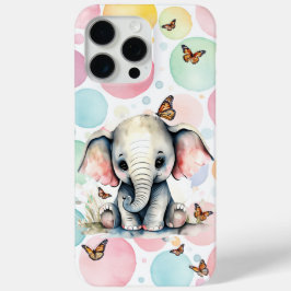 Schattige Baby Olifant met Monarchvlinders iPhone 15 Pro Max Hoesje