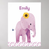 Schattige Baby olifant met naam kwekerij Poster (Voorkant)