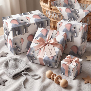 Schattige Baby Olifant Nursery Cartoon Cadeaupapier