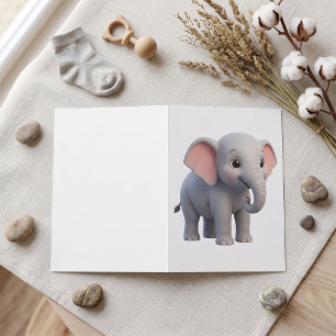 Schattige Baby Olifant Nursery Cartoon Kaart