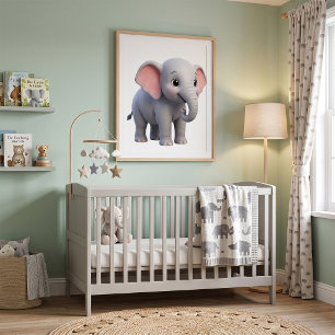 Schattige Baby Olifant Nursery Cartoon Poster