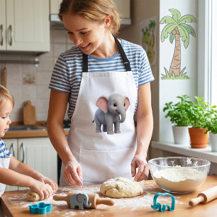 Schattige Baby Olifant Nursery Cartoon Standaard Schort