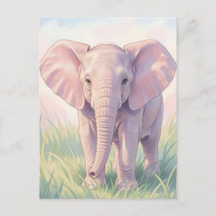 Schattige Baby Olifant Pastel Weiland Briefkaart