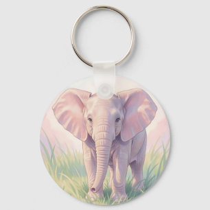 Schattige Baby Olifant Pastel Weiland Sleutelhanger