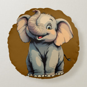 Schattige Baby Olifant Rond Kussen