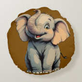Schattige Baby Olifant Rond Kussen (Achterkant)