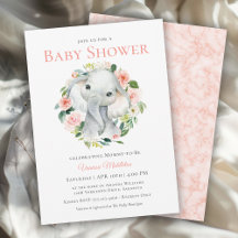 Schattige Baby Olifant Roze Bloemen Baby shower