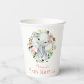 Schattige Baby Olifant Roze Bloemen Baby shower Papieren Bekers (Achterkant)