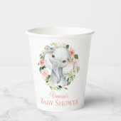 Schattige Baby Olifant Roze Bloemen Baby shower Papieren Bekers (Voorkant)
