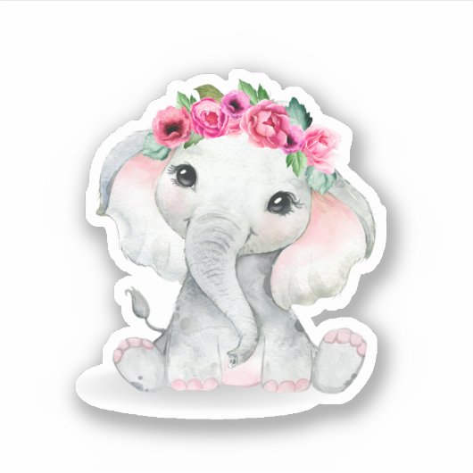schattige baby olifant sticker (Voorkant)