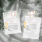 Schattige Baby Olifant Vrienden Safari Meisje Baby Acryl Uitnodigingen