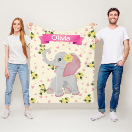 Schattige Baby olifant Waterverf Floral Fleece Deken