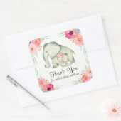 Schattige Baby olifanten dank u Vierkante Sticker (Envelop)