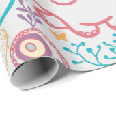 Schattige Baby olifanten en bloemen Cadeaupapier (Rol Hoek)