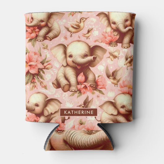  Schattige Baby Olifantspatroon Blikjeskoeler (Voorkant)