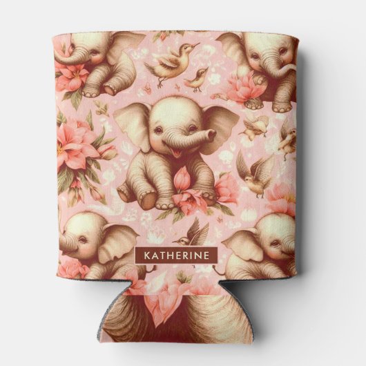  Schattige Baby Olifantspatroon Blikjeskoeler (Achterkant)