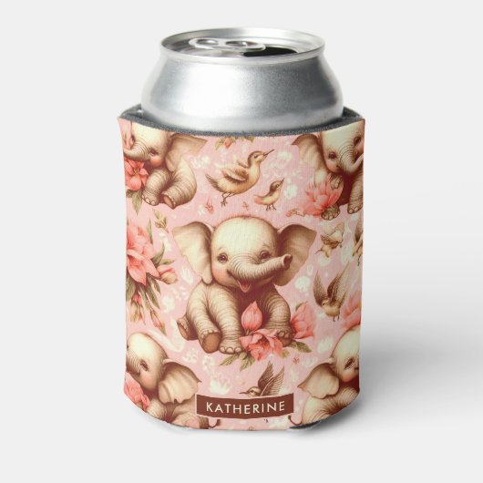  Schattige Baby Olifantspatroon Blikjeskoeler (Blikje Achterkant)