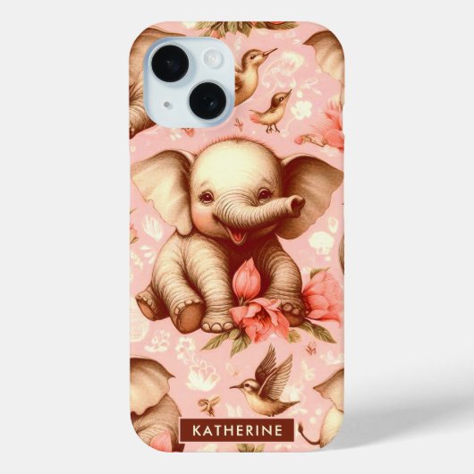 Schattige Baby Olifantspatroon Case-Mate iPhone Case (Achterkant)