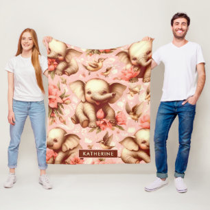 Schattige Baby Olifantspatroon Fleece Deken
