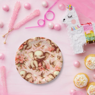  Schattige Baby Olifantspatroon Papieren Bordje