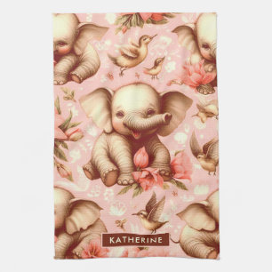 Schattige Baby Olifantspatroon Theedoek