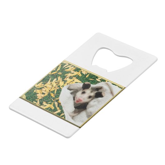 Schattige Baby Opossum Creditkaart Flessenopener (Achterkant Gekanteld)