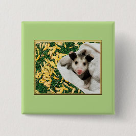 Schattige Baby Opossum Vierkante Button 5,1 Cm