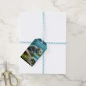 Schattige baby otter in vijver - Kinderen Verjaard Cadeaulabel (Met Touw)